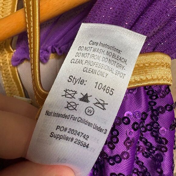 Weissman 10465 Genie in a Bottle Purple Sequin Metallic Gold Dance Costume Jazz - Picture 5 of 12